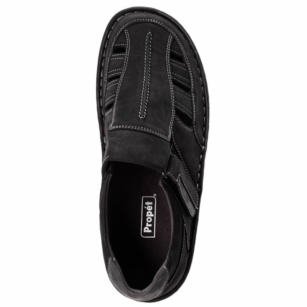 Sandalias Propet Jack Hombre Negras | FGUA-79613