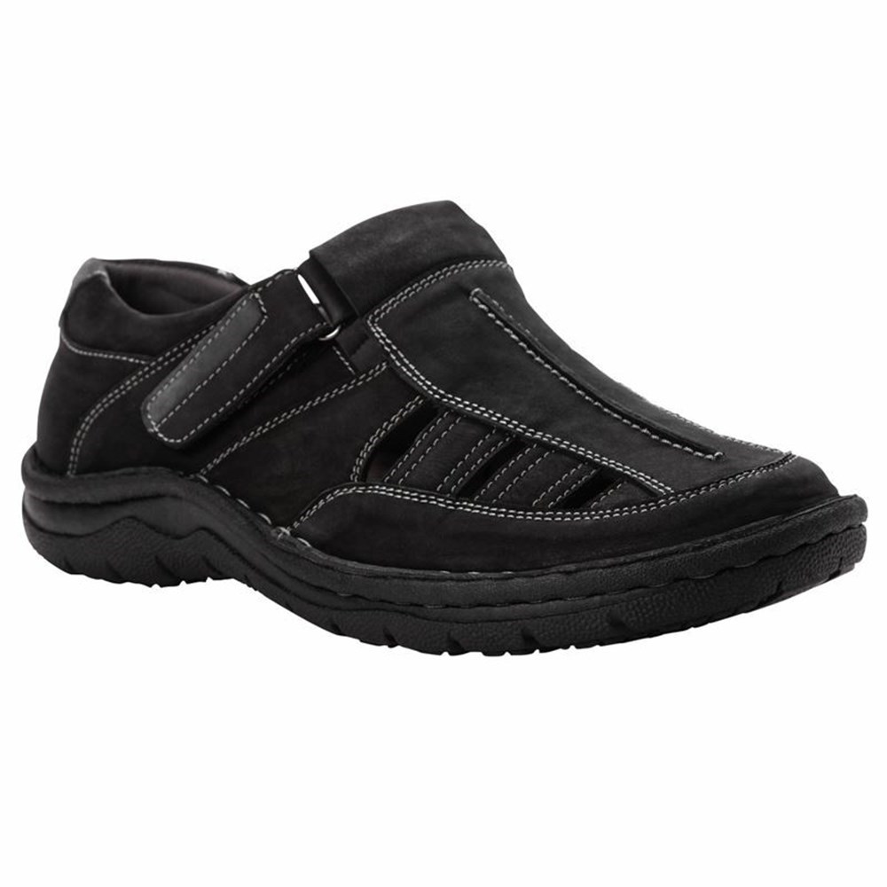 Sandalias Propet Jack Hombre Negras | FGUA-79613