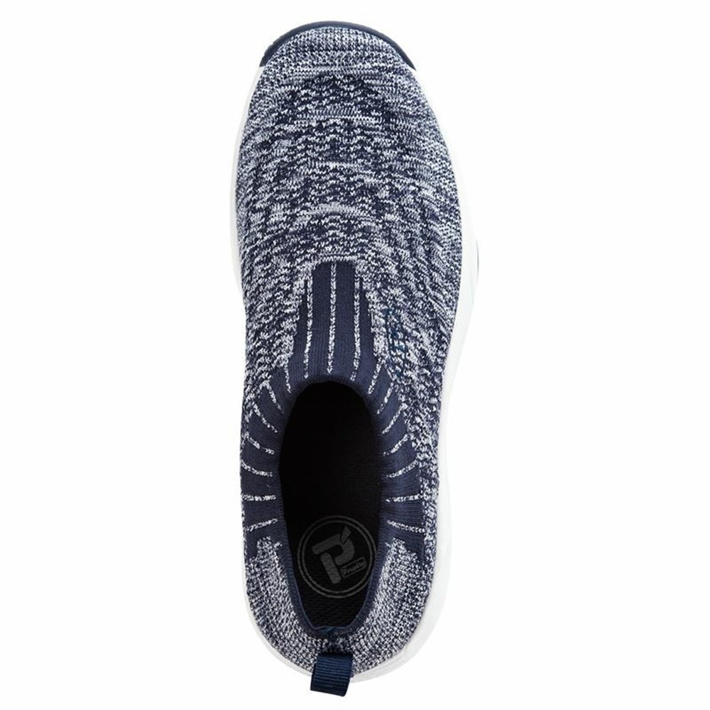 Zapatillas Para Caminar Propet Wash N Wear Slip-On Knit Mujer Azul Marino Blancas | KDZY-62597