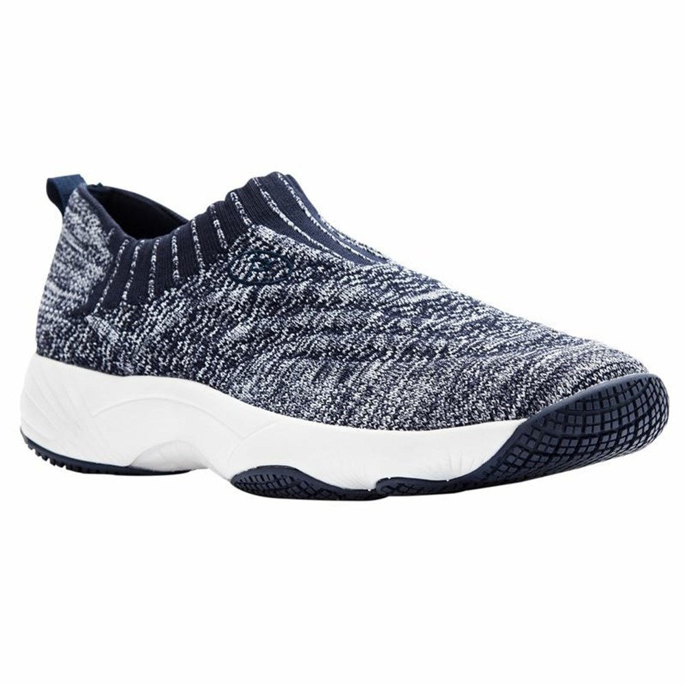 Zapatillas Para Caminar Propet Wash N Wear Slip-On Knit Mujer Azul Marino Blancas | KDZY-62597